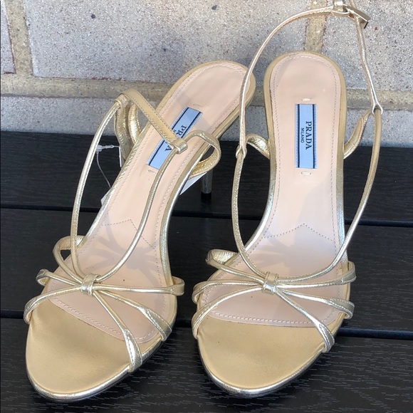 Prada Shoes - Prada Gold Sandals Size 37 NEW